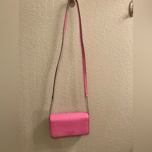 NWOT: Kate Spade Vibrant bubble gum Pink purse with silver chain accents